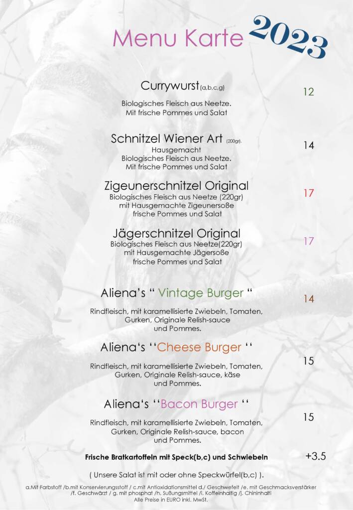 Menu Kaart 1
