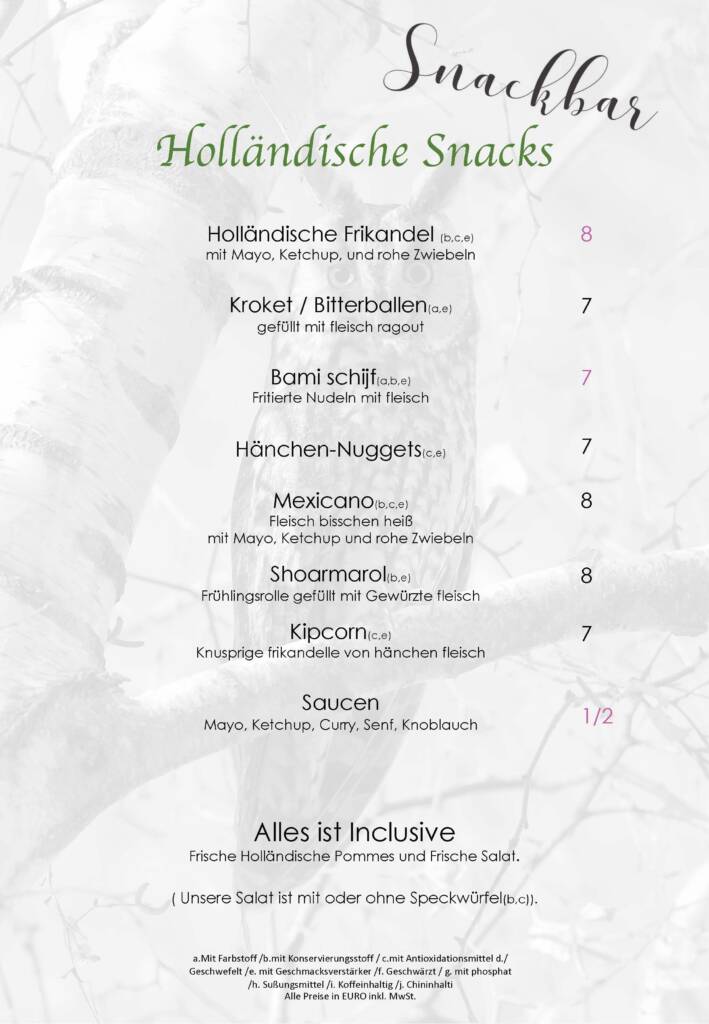 Menu Kaart Snackbar
